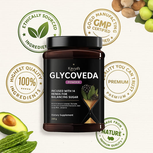 Glyco Veda Complete Diabetic Care Combo – Capsule + Powder + Juice | Ayurvedic Sugar Balance Formula | Kavyas Ayurveda