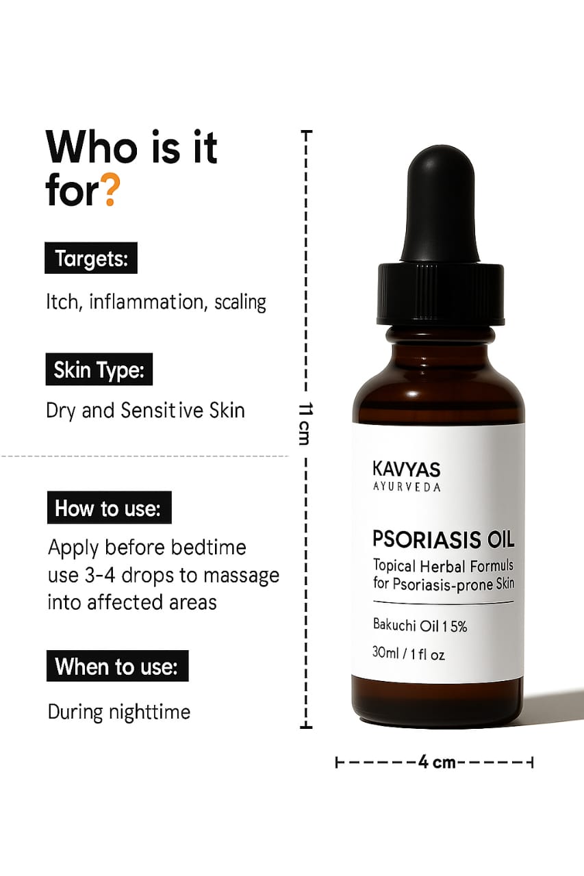 Psoriasis Oil by Kavyas Ayurveda – Ayurvedic Psoriasis & Itching Relief Oil (30ml)