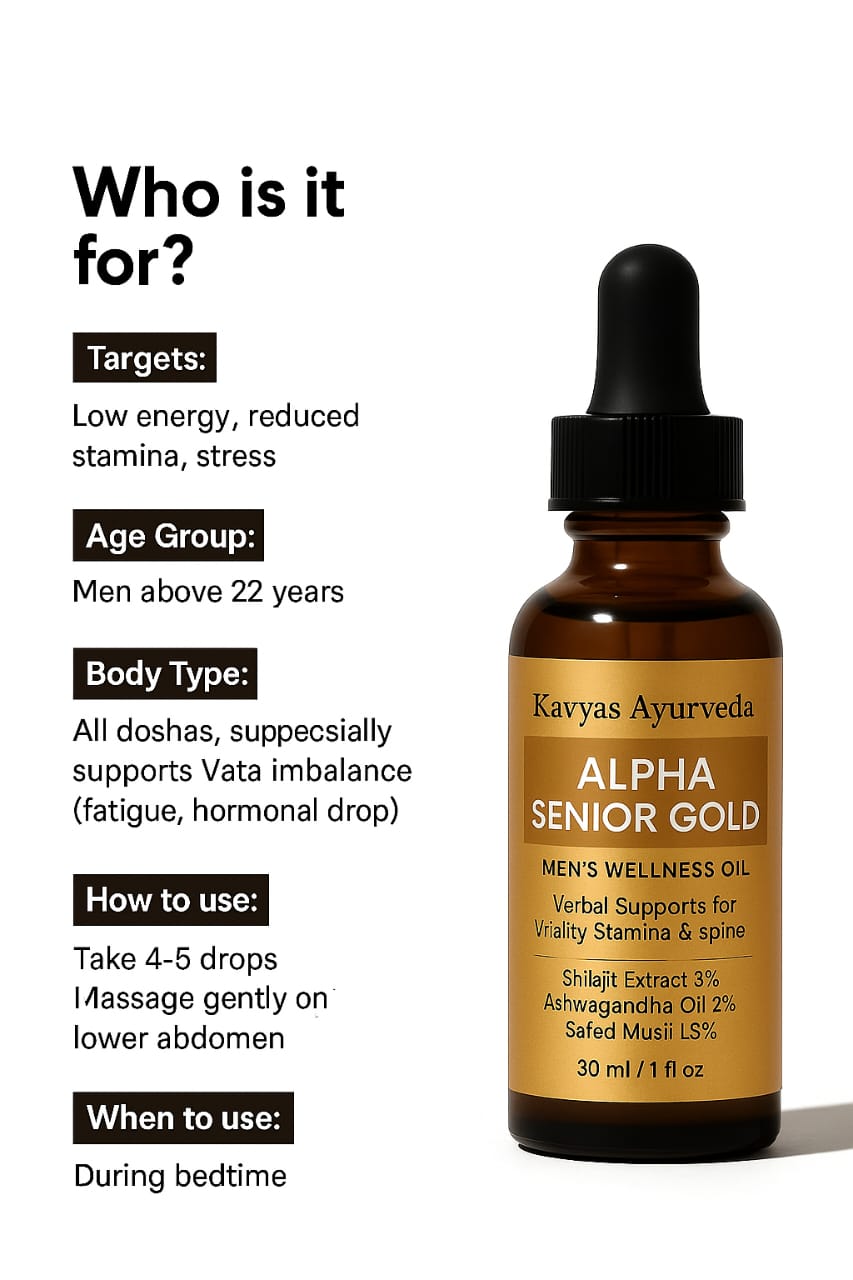 Alpha Men Wellness Gold Oil – Ayurvedic Stamina & Performance Booster for Men (30ml)