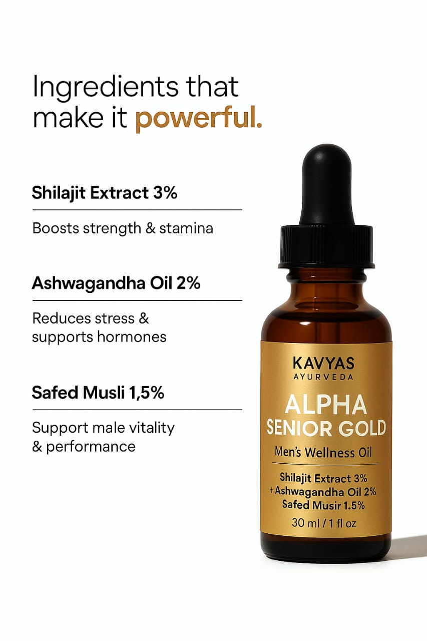 Alpha Men Wellness Gold Oil – Ayurvedic Stamina & Performance Booster for Men (30ml)