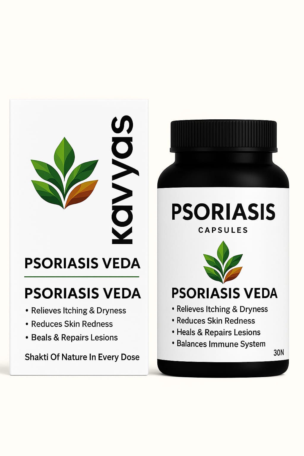 Psoris Capsules by Kavyas Ayurveda – Ayurvedic Internal Support for Psoriasis, Eczema & Skin Detox (30 Capsules)