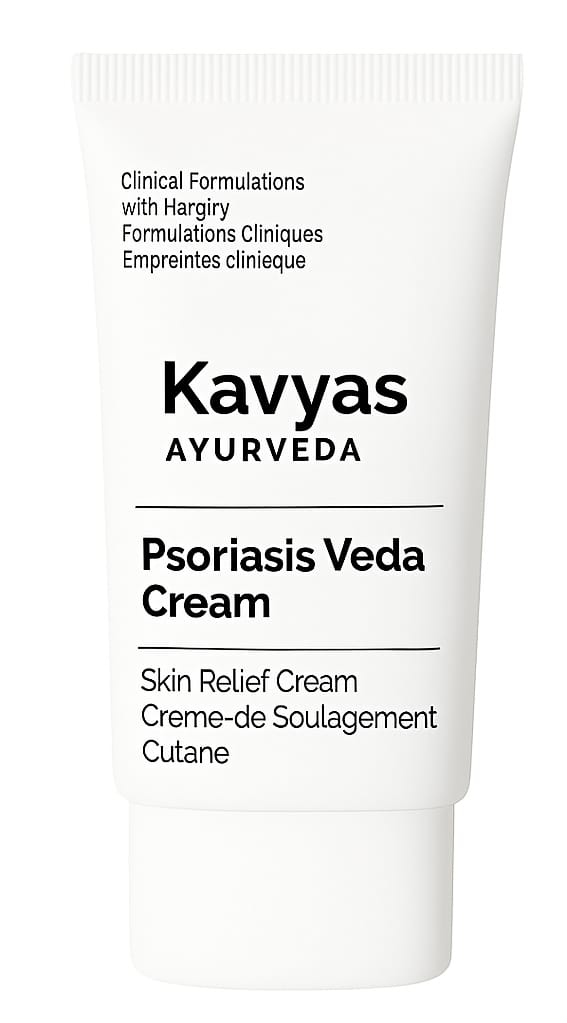 Psoriasis Veda Cream by Kavyas Ayurveda – Ayurvedic Skin Relief Cream for Psoriasis, Eczema & Dry Patches (50g)