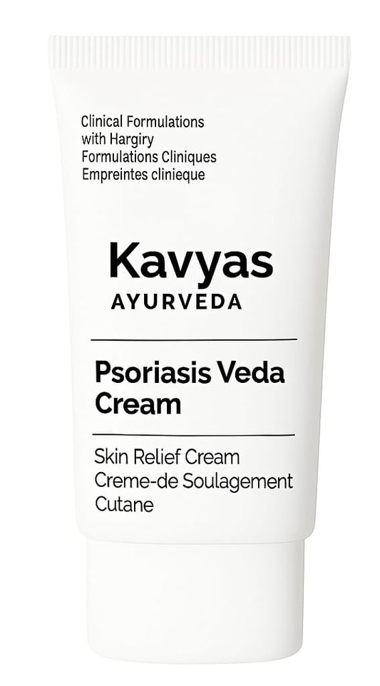 Psoriasis Veda Cream by Kavyas Ayurveda – Ayurvedic Skin Relief Cream for Psoriasis, Eczema & Dry Patches (50g)