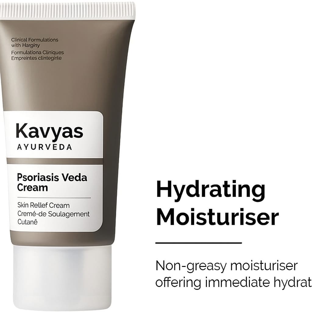 Psoriasis Veda Cream by Kavyas Ayurveda – Ayurvedic Skin Relief Cream for Psoriasis, Eczema & Dry Patches (50g)